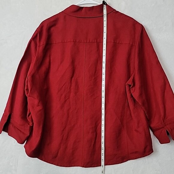 Emma James Women's Size 14 Linen Rayon Blend 3/4 Sleeve Blouse Shacket W Pockets - Picture 7 of 13